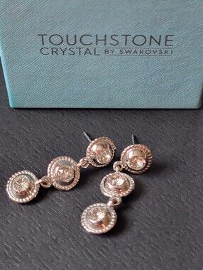 Touchstone Crystal by Swarovski Halo Earrings Crystal Rhodium Plating